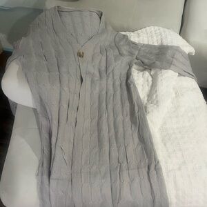 Gray Cable Knit Cardigan